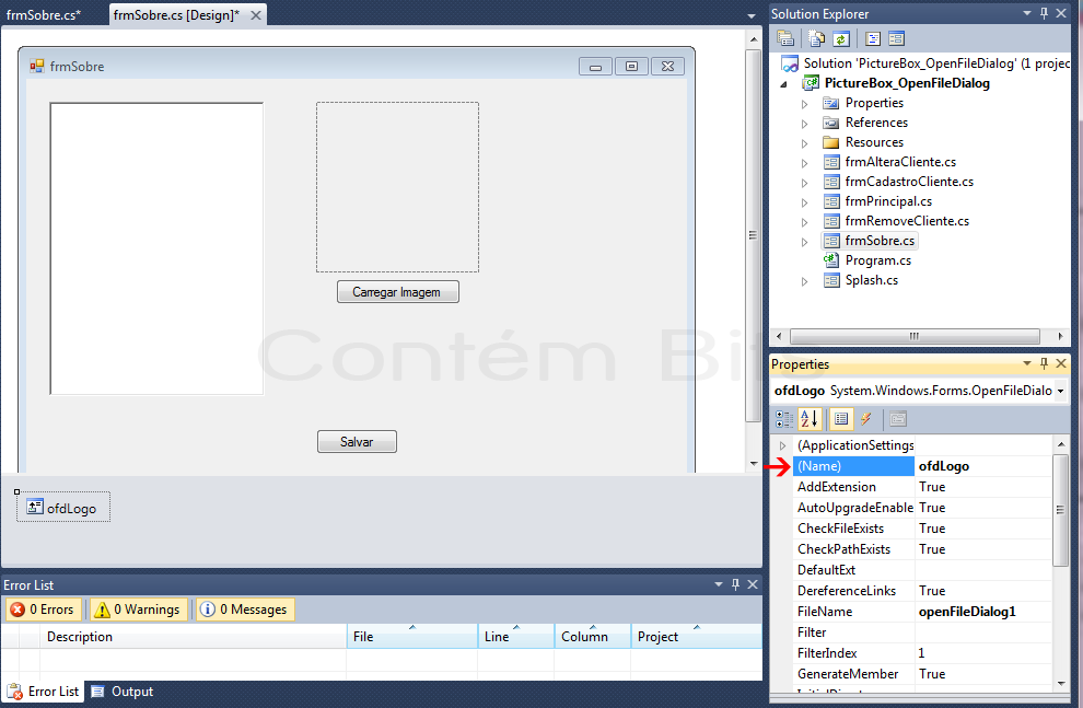 PictureBox e OpenFileDialog