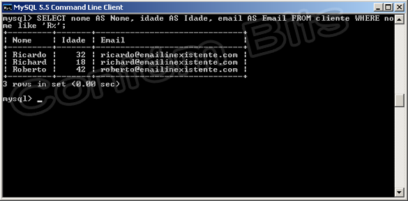 Comando Select com cláusula Where MySQL