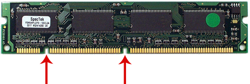 Encapsulamento DIMM 168 - Dois chanfros